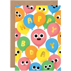 Happy Bday Balloons Birthday Greetings Card by Elliot Kruszynski for Wrap