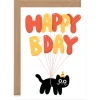 Happy Bday Cat Balloons Birthday Greetings Card by Elliot Kruszynski for Wrap
