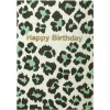 Happy Birthday Animal Print Greetings Card in Green by Petra Boase