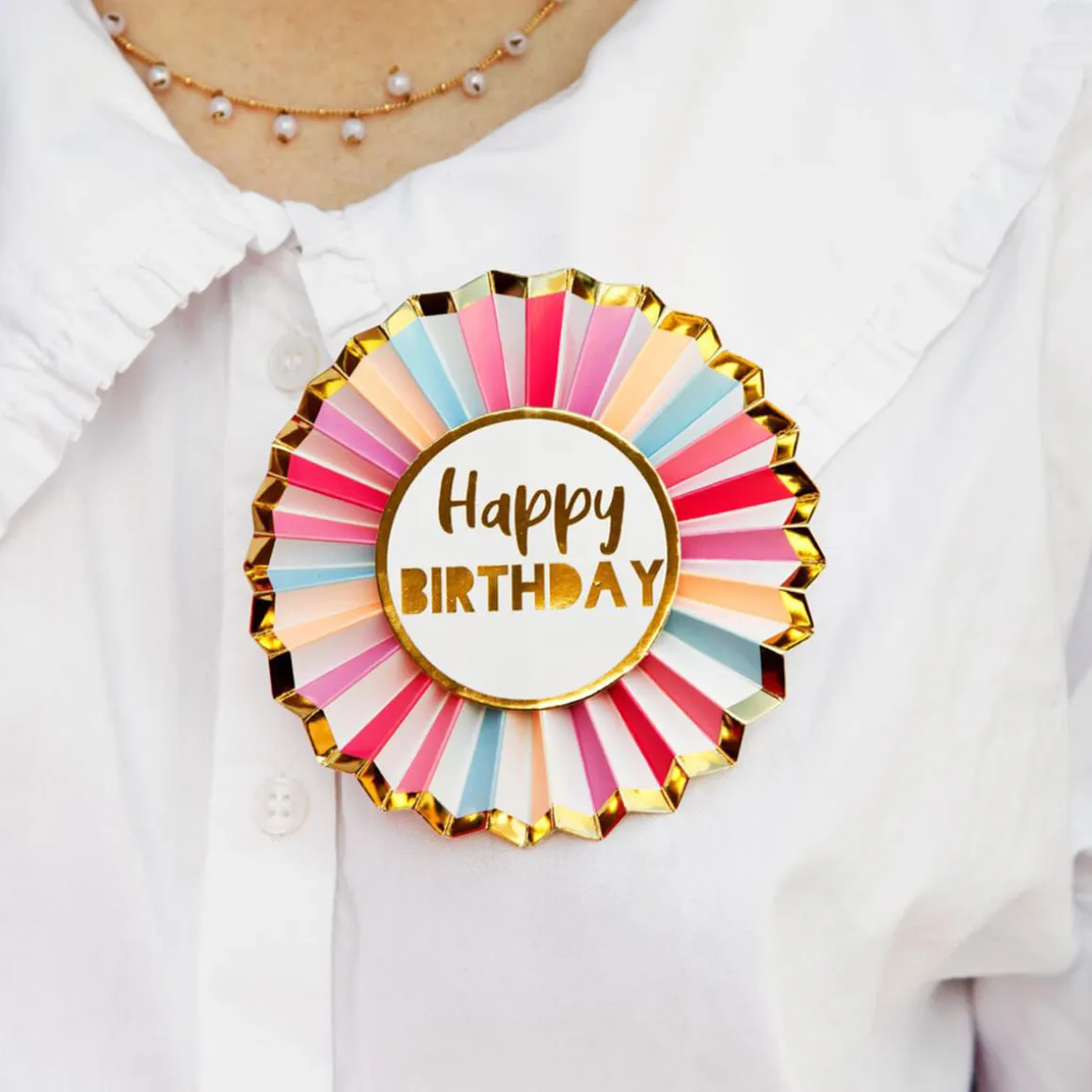 Happy Birthday Badge in Rose by Talking Tables