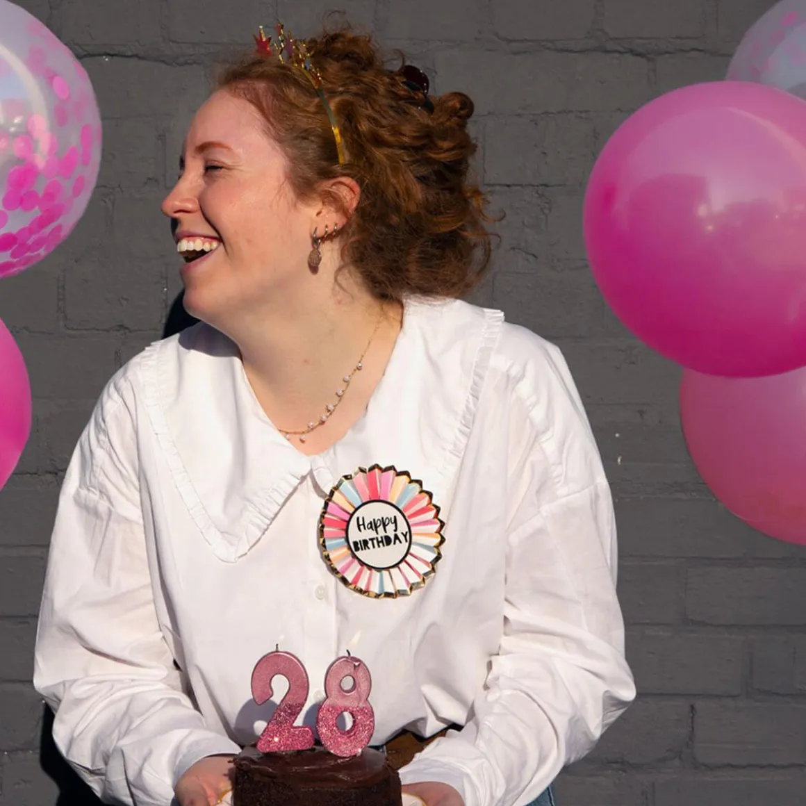 Happy Birthday Badge in Rose by Talking Tables