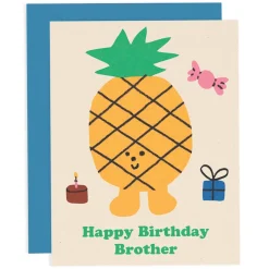 Happy Birthday Brother Greetings Card by Maria Ramos for Wrap