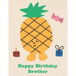 Happy Birthday Brother Greetings Card by Maria Ramos for Wrap