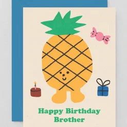 Happy Birthday Brother Greetings Card by Maria Ramos for Wrap