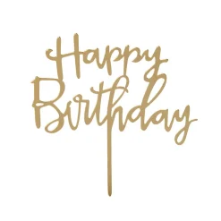 Happy Birthday Cake Topper in Luxe Gold by Talking Tables