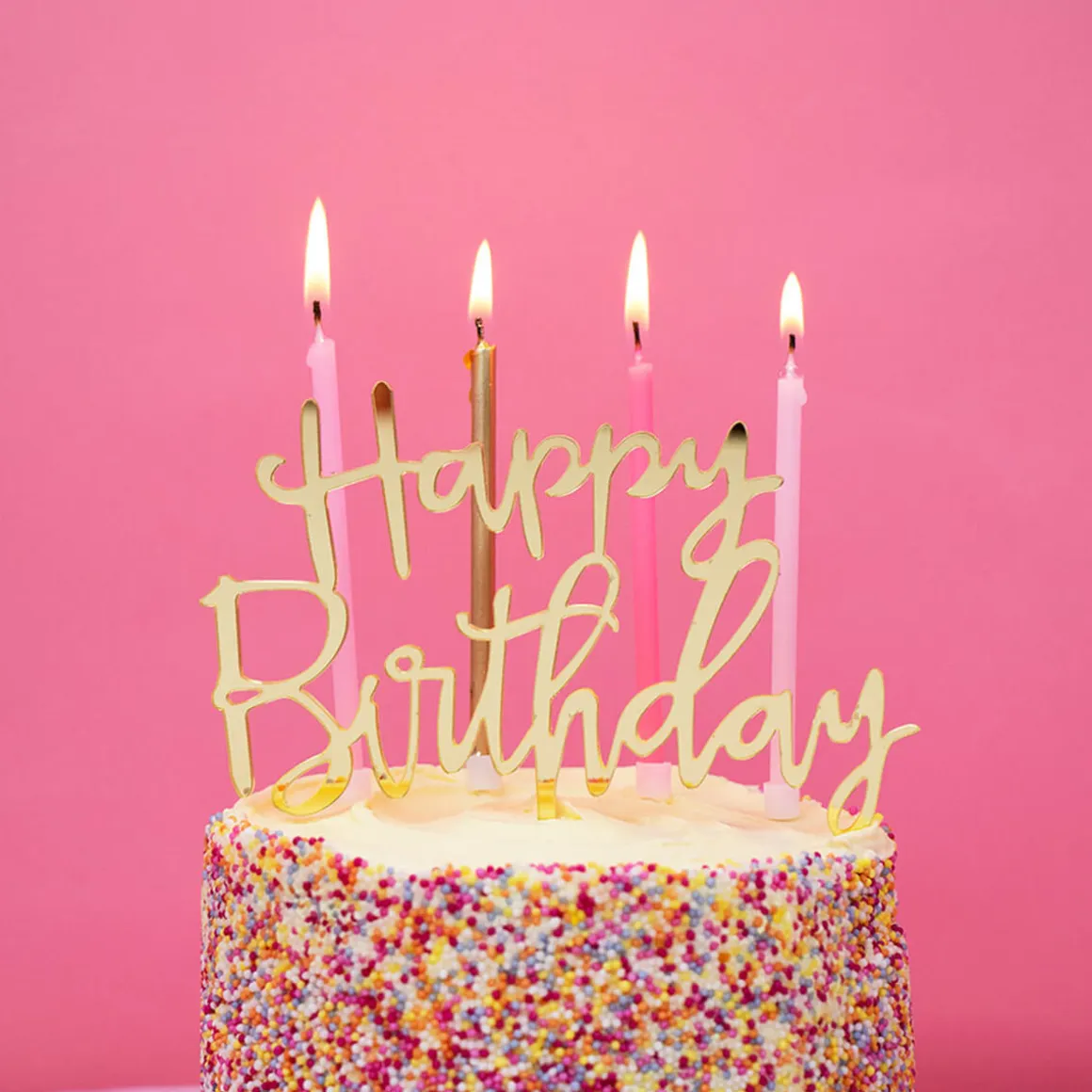 Happy Birthday Cake Topper in Luxe Gold by Talking Tables