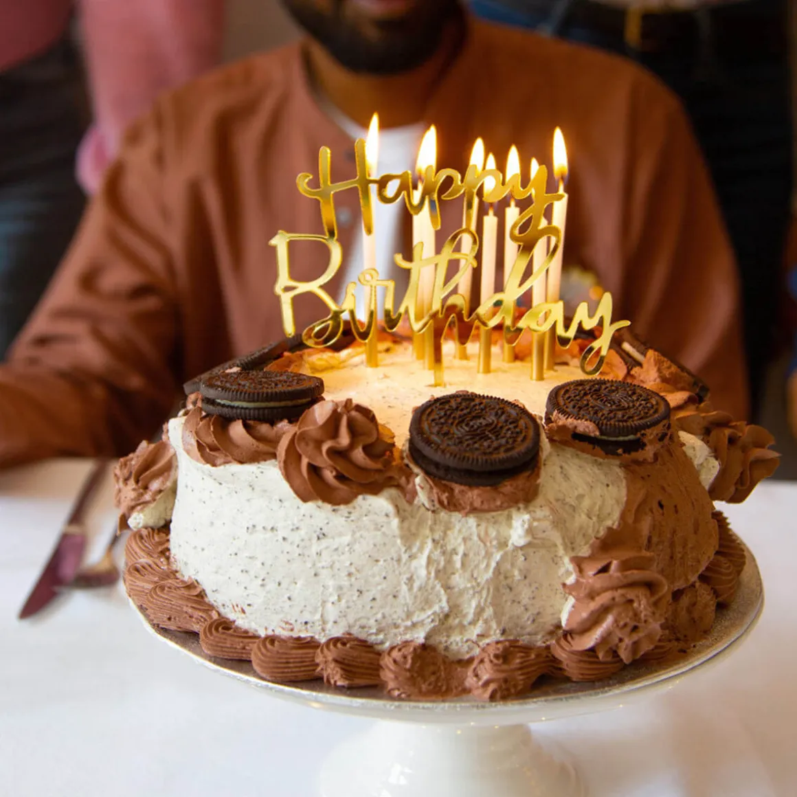 Happy Birthday Cake Topper in Luxe Gold by Talking Tables