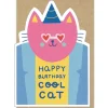 Happy Birthday Cool Cat Greetings Card by Marylou Chalon for Stormy Knight