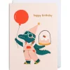 Happy Birthday Crocodile Greetings Card by Elena Comte for Lagom Design