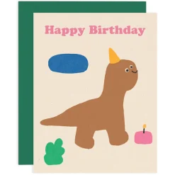 Happy Birthday Dino Greetings Card by Maria Ramos for Wrap