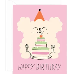 Happy Birthday Dog And Cake Greetings Card by Odile Ferraille for Wrap