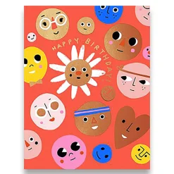 Happy Birthday Faces Greetings Card by Carolyn Suzuki for 1973
