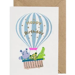 Happy Birthday Hot Air Balloon Greetings Card by Petra Boase