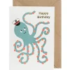 Happy Birthday Octopus Greetings Card by Petra Boase