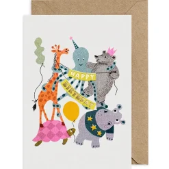 Happy Birthday Party Pets Greetings Card by Petra Boase