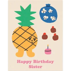 Happy Birthday Sister Greetings Card by Maria Ramos for Wrap