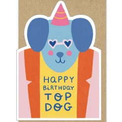 Happy Birthday Top Dog Greetings Card by Marylou Chalon for Stormy Knight