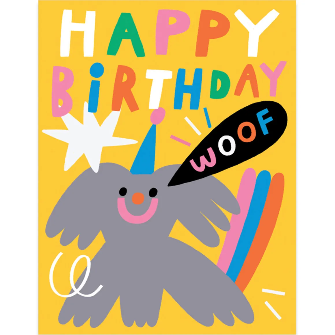 Happy Birthday Woof Greetings Card by Susie Hammer for Wrap