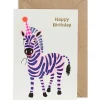 Happy Birthday Zebra Greetings Card by Petra Boase