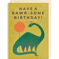 Have a Rawr-some Birthday Greetings Card by Naomi Wilkinson for Lagom Design
