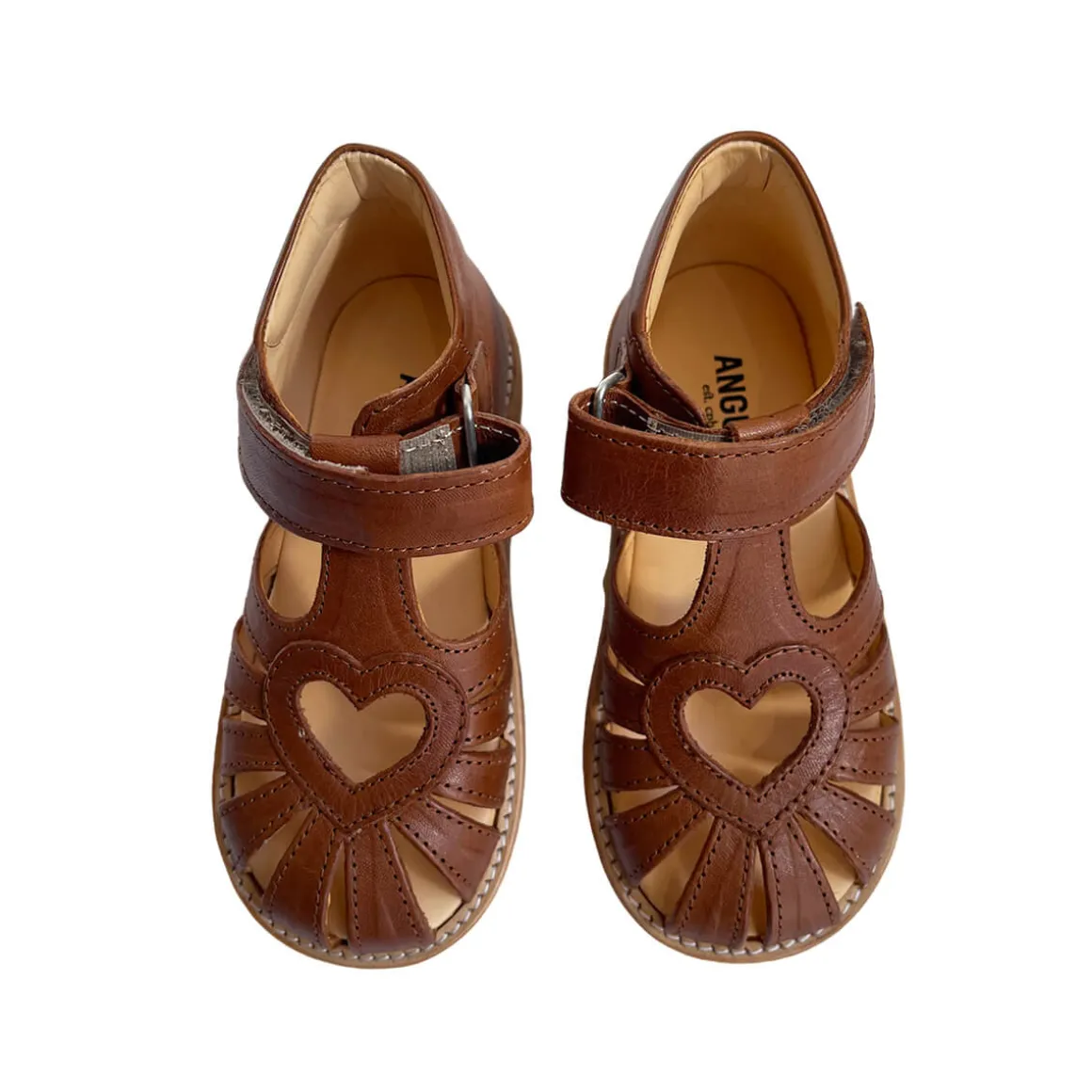Heart Starter Sandals in Cognac by Angulus