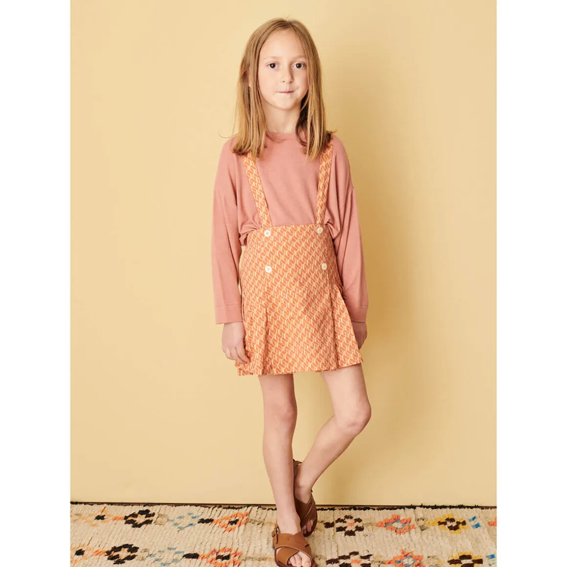 Hedera Skirt in Apricot Geo Print by Caramel - Last One In Stock - 10 Years