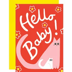 Hello Baby Cat Greetings Card by Ickaprint