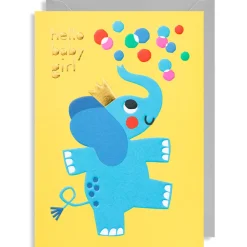 Hello Baby Girl Elephant Greetings Card by Myriam Van Neste for Lagom Design
