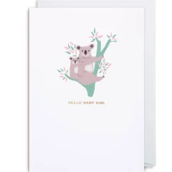 Hello Baby Girl Koalas Greetings Card by Naomi Wilkinson for Lagom Design