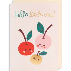 Hello Little One Cherries Greetings Card by Lydia Nichols for Lagom Design