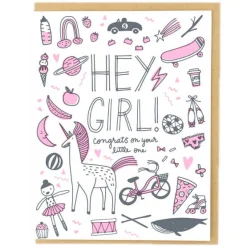 Hey Girl! Greetings Card by Hello! Lucky