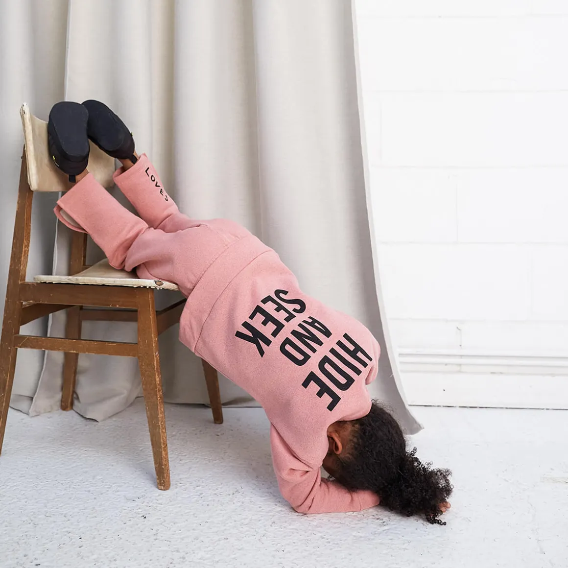 Hide and Seek Relaxed Fit Sweatshirt in Glitter Pink by Beau Loves