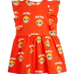 Hike Woven Ruffle Dress in Red by Mini Rodini
