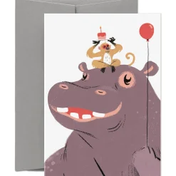 Hip Hip Hippo Greetings Card by Carolina Buzio for Card Nest