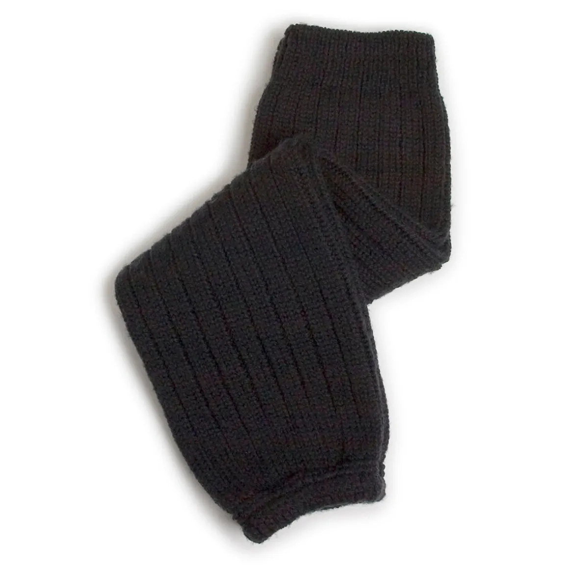 Hélène Ribbed Merino Wool Legwarmers in Noir de Charbon by Collegien