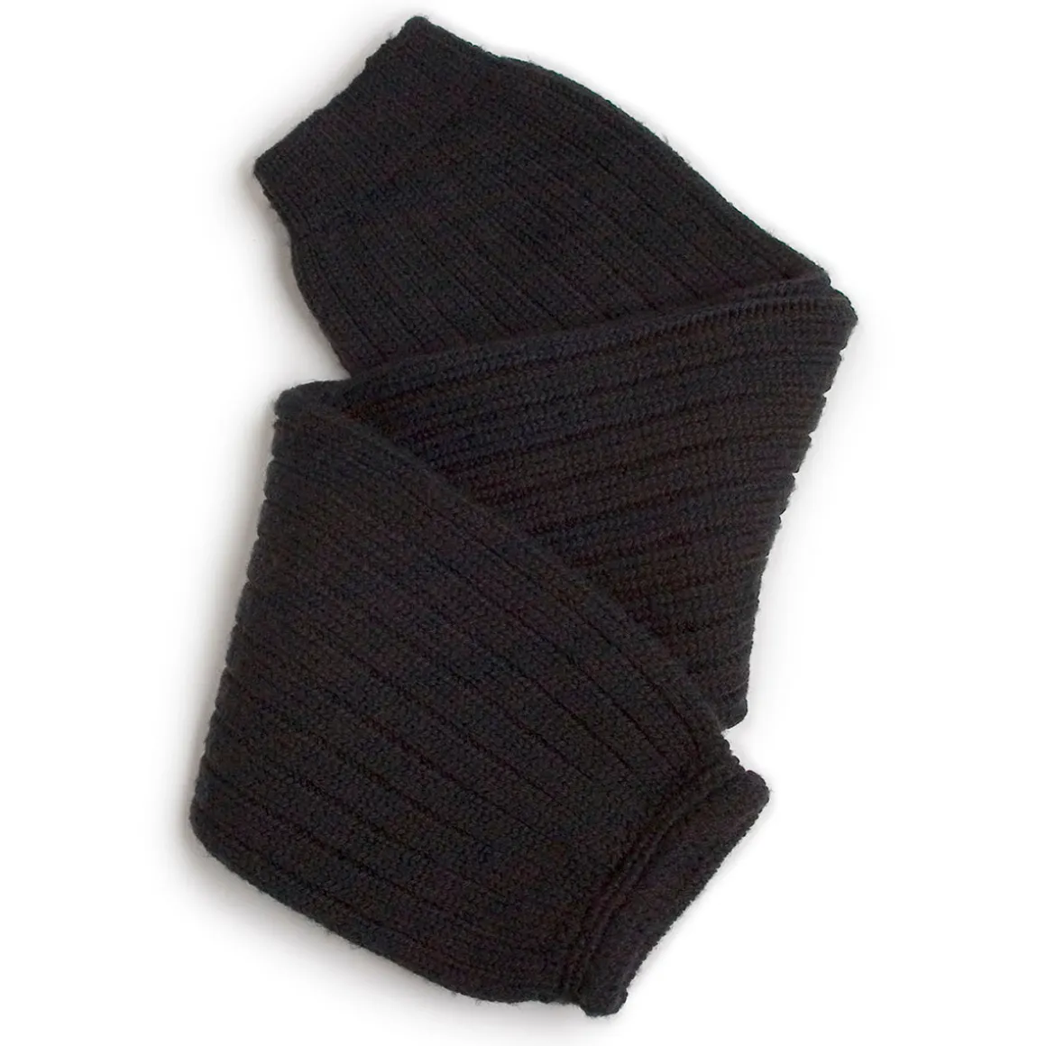 Hélène Ribbed Merino Wool Legwarmers in Noir de Charbon by Collegien