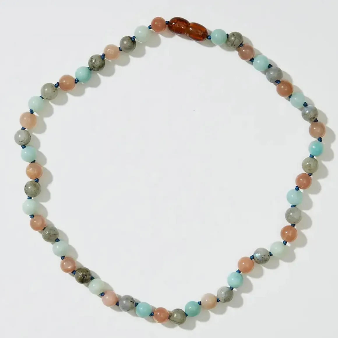Holiday Kids Necklace in Moonstone And Cherry Quartz by Nirrimis