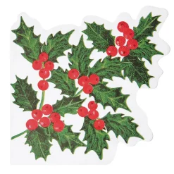 Holly Shaped Paper Napkins by Talking Tables