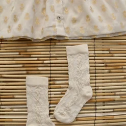 Ibiza Dress in Ivory & Gold Flowers by Bonjour