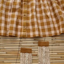 Ibiza Top & Hairclip in Caramel Honeycomb Check by Bonjour