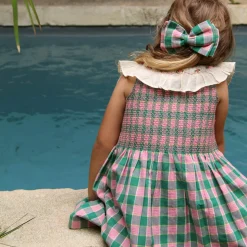 Ibiza Top & Hairclip in Pink & Green Honeycomb Check by Bonjour