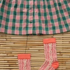 Ibiza Top & Hairclip in Pink & Green Honeycomb Check by Bonjour