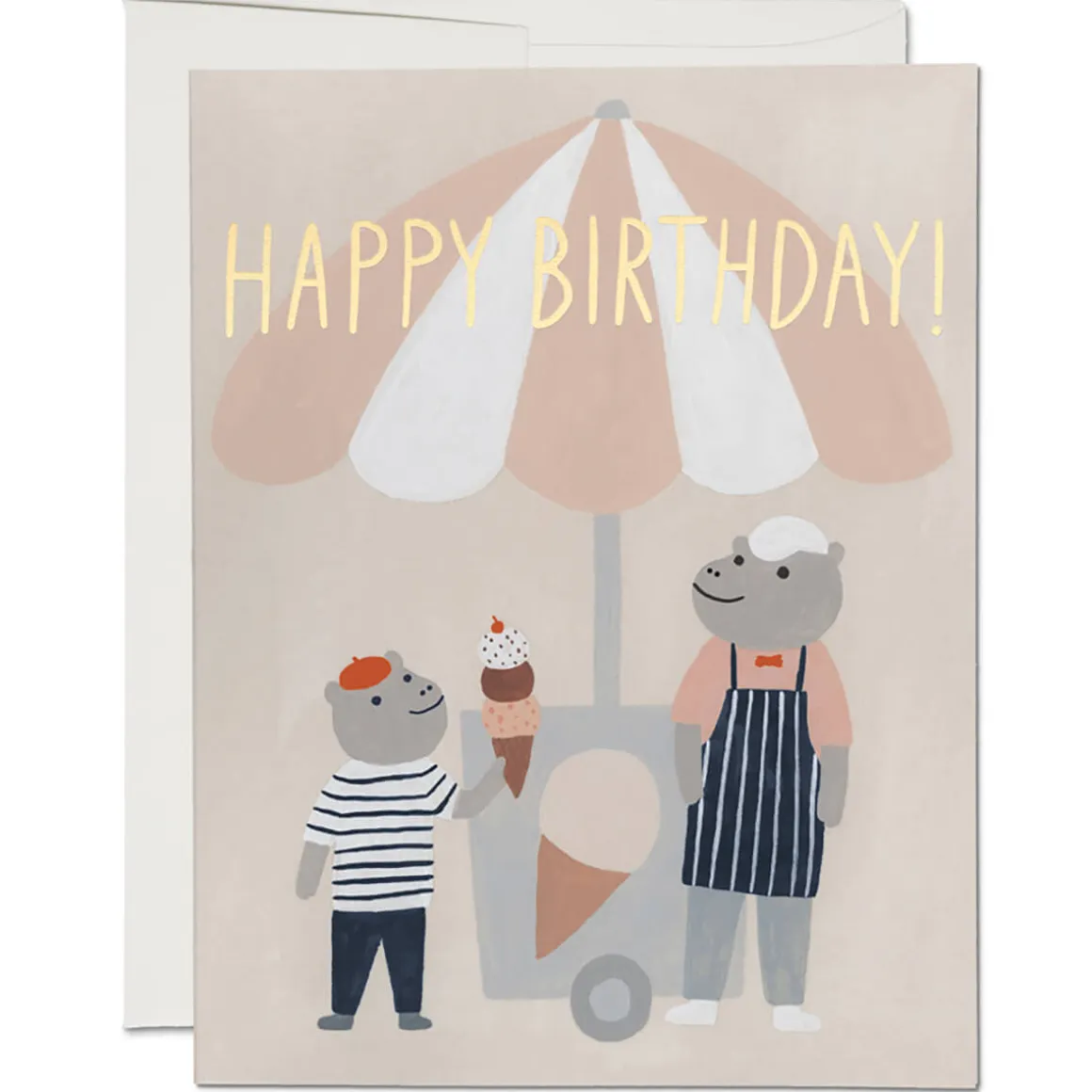 Ice Cream Hippos Greetings Card by Red Cap Cards