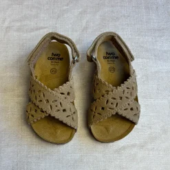 Ida Cut Out Sandals in Camel Suede by PèPè
