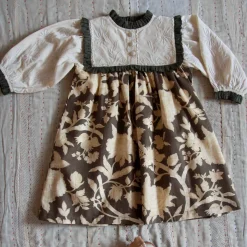 Ines Dress in Autumnal Terra Flowers by Bonjour - Last One In Stock - 6 Years
