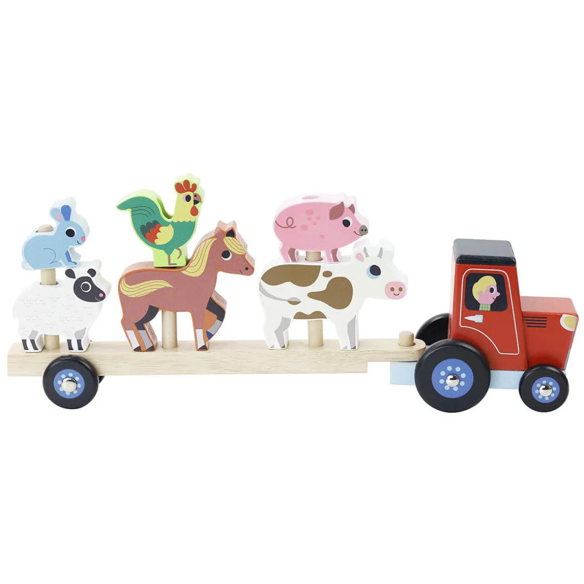 Ingela P. Arrhenius Tractor and Trailer with Animals Stacking Toy by Vilac