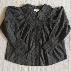 Iris Blouse in Charcoal Broderie Anglaise by Bonjour