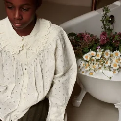 Iris Blouse in Natural Broderie Anglaise by Bonjour