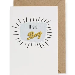 It's A Boy Embroidered Word Greetings Card by Petra Boase