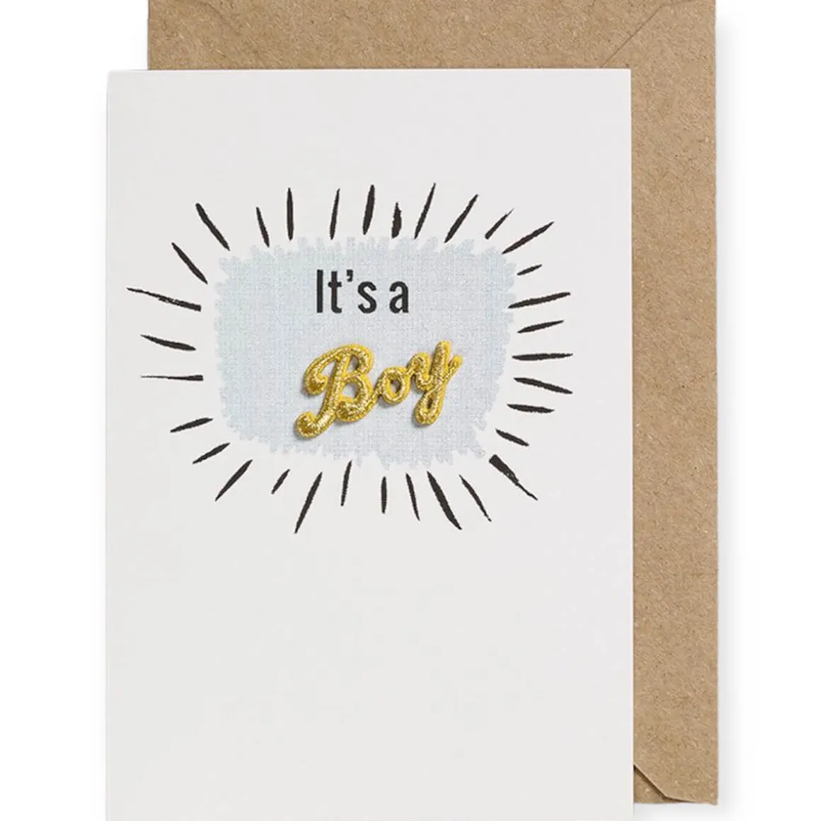 It's A Boy Embroidered Word Greetings Card by Petra Boase